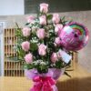 Rosas en base con globo